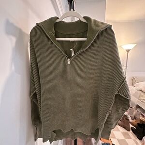 Aerie Olive Green Knit Jacket
